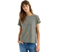 3/4-Arm-Shirt CECIL, Damen, Gr. XXL (46), raw khaki, Web, 50% Baumwolle, 50% Modal, gestreift, comfort fit normal, U-Boot-Ausschnitt, Bündchen, Shirts 3/4-Arm-Shirt, mit U-Boot-Ausschnitt (81054024-XX
