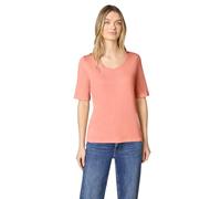 Rundhalsshirt STREET ONE, Damen, Gr. 42, light apricot, Jersey, Obermaterial: 50% Baumwolle, 50% Modal, unifarben, tailliert hüftbedeckend, V-Ausschnitt, Aufschlag, Shirts Rundhalsshirt, Halbarm mit T