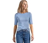 T-Shirt STREET ONE, Damen, Gr. 42, blau (northern blau), Web, Obermaterial: 50% Baumwolle, 50% Modal. Futter: 100% Baumwolle, unifarben, comfort fit normal, U-Boot-Ausschnitt, normaler Saum, Shirts T-