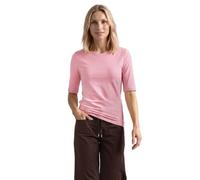 Street One Frauen T-Shirt mit Wavy Neckline in Unifarbe in Rosa, Gr: 34