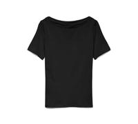 Vero Moda Shirt Panda – Modal Kurzarmshirt mit U-Boot-Ausschnitt Schwarz M Regular Fit