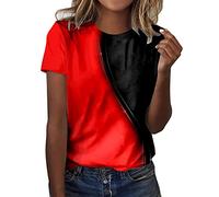 Damen T-Shirt Sommer Damen V-Ausschnitt 3/4 Ärmel Casual Tshirt Swiss Dot Knopfleiste Chiffon Oberteile Top T-Shirt Bluse Tunika Langarmshirt Damen Baumwolle Damenshirt Halbarm Crop Top Sport