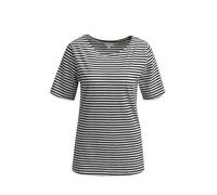 Rundhalsshirt MILANO ITALY, Damen, Gr. S, schwarz, Single Jersey, Material: 100% Baumwolle, gestreift, regular fit normal, U-Boot-Ausschnitt, eingesetzt gerader Abschluss, Shirts Rundhalsshirt, aus Ba
