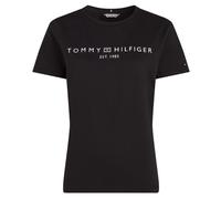 T-Shirt TOMMY HILFIGER "REG CORP LOGO C-NK SS" Gr. M (38), schwarz (black) Damen Shirts (20042632-M) black