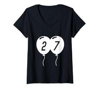 Damen T-Shirt zum 27. Geburtstag, 27. Geburtstag, Geschenk für 27. Geburtstag T-Shirt mit V-Ausschnitt