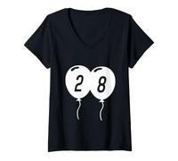 Damen T-Shirt zum 28. Geburtstag, 28. Geburtstag, Geschenk T-Shirt mit V-Ausschnitt