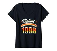 Damen T-Shirt zum Geburtstag 1998, geboren 1998, Geschenk zum 28. Geburtstag T-Shirt mit V-Ausschnitt
