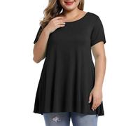Damen-T-Shirts in Übergröße Kurzarm-T-Shirts Rundhalsausschnitt einfarbige Oberteile lockere Passform Übergröße lässige kurzärmlige Tunika-Top Baggy Bequeme Bluse einfarbig Kurze Ärmel Plus-Size-Top