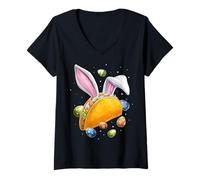 Damen Tacos Mexikanisches Essen Haseneier Hasenohren Cute Spring T-Shirt mit V-Ausschnitt