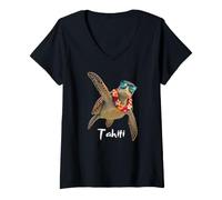 Damen Tahiti Französisch-Polynesien - Tahiti T-Shirt mit V-Ausschnitt