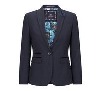 Damen Tailored Fit Tweed Marineblau Karierter Blazer Wolljacke EU 36 / UK 8