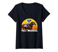 Damen Taj Mahal Pferd, Pferderennen, Santa Anita, Del Mar, Pferde T-Shirt mit V-Ausschnitt
