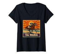 Damen Taj Mahal Pferd, Pferderennen, Santa Anita, Del Mar, Pferde T-Shirt mit V-Ausschnitt