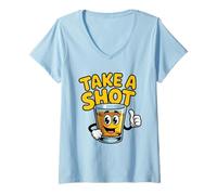 Damen Take A Shot Lustiges Schnapsglas Whisky Alkohol Trinkbar T-Shirt mit V-Ausschnitt
