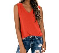 Damen Tank Top Ärmellos Ärmelloses T-Shirt Print Weste 2026 Lockeres Lässiges V-Ausschnitt Shirt Fließendes Sommertop Elegant Ärmellose T Shirts Elegantes Baumwolle Große Größen Locker Tops Für Orange