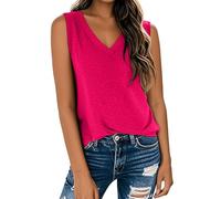 Damen Tank Top Ärmellos Ärmelloses T-Shirt Print Weste 2026 Lockeres Lässiges V-Ausschnitt Shirt Fließendes Sommertop Elegant Ärmellose T Shirts Elegantes Baumwolle Große Größen Locker Tops Für