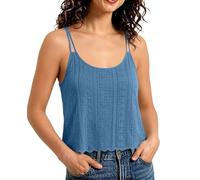 Damen Tank Top Ärmellos Damen-Tanktop Sommertop Spaghettiträger Frühlingsshirt Lockere Passform Urlaub 2026 Freizeit Elegantes Sommer Große Größen Summer Tops Tshirt Basic Tanktops Frauen Dunkelblau