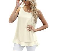 Damen Tank Top Ärmellos Oberteile Sommermit Rundhalsausschnitt Weste Tshirts Blusen Shirts Chiffon Tanktop Lose Lässige Oberteile Basic Cami für Frauen