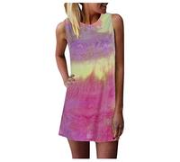 Damen Tank Top Ärmellos T Shirt Daily O Ärmellose Frauen Ausschnitt Kleidung Fliegenfarbe Damenbluse Träger Tshirt Sommer Blusen Sexy Elegantes Oberteile Große Größen Lockere Tops T-Shirts Und Rosa L