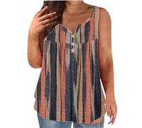 Damen Tank Top Ärmellos Tanktop In Übergröße Für Damen Ärmellose Tunika-Oberteile Zum Tragen Mit Leggings Sexy Shirt Tops Sommer Locker Baumwolle Große Größen Bluse Blusen Elegant Oberteil Orange XXL