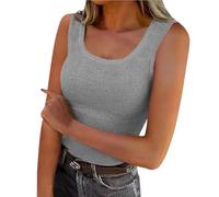 Damen Tank Top ÄRmelloses Oberteile Solide Luftige Tops Slim Fit Tanktops Basic U-Ausschnitt Shirt Yoga Sport Shirt Unterhemd Rundhals Blusentop Leichte Vest Komfortabel BeiläUfige Weste