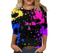 Damen Tank Top Casual Sport Shirts Fashion Farbverlauf Kurzärmeliges Oberteil Einfarbiges Oberteile Damenblusen Lässige Streetwear Kostüm Alltagskleidung Freizeitshirt T-Shirt（XXL，1-Red）