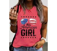 Damen Tank Top mit Brillen & Buchstabe Muster für lockere und Urlaubs-Outfits im Frühling und Sommer