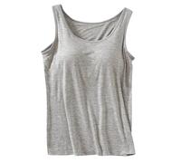 Damen Tank Top mit Integriertem BH Sexy Elegant Ohne Bügel BH-Hemd Mit Brustkissen Leicht Bequeme Unterhemd Breiter Riemen Camisole Sommer Modern Atmungsaktive Basic Tanktops Große Größen