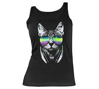 Damen Tank-Top Neon DJ Cat Shirt 4 Girls Lady Beach-Wear Geburtstag-Geschenk geil Bedruckt