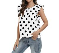 Damen Tank Top Sommer Girl Casual Chiffon Shirt Ärmellos Rüschenärmel Sommertop Große Größen Ärmelloses Tops Oberteil Tanktops Frauen T Women Elegant Baumwolle Basic Blusentop Schwarz Ärmellose Weiß