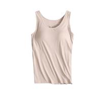 Damen Tank Top Sommer Leichte Atmungsaktive Unterhemd Mit Brustpolstern, Trägertop Weicher Und Bequemer Tunika All-In-One-Unterwäsche Mit Körbchen Oberteile Ohne Bügel Und Yoga Einfarbiges Sportweste