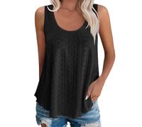 Damen Tank Top U-Ausschnitt Elegantes Top Lockerer Ärmellos Damenweste Einfarbig Shirts Häkel Tunika Oberteile Sexy Tanktops Spitzenoberteil Leichtes Sommer Basic Tops