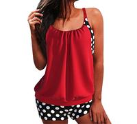 Damen Tankini Set Zweiteiliger Bauchweg Badeanzug,Badeanzug Schwarz Swimsuit Beachwear UV-Schutz Zweiteiliger Push Up Sexy Bikini-Sets Leicht Atmungsaktiv Unterbrustband Essential Strandklei