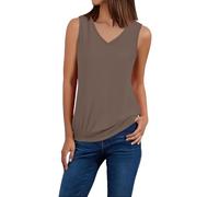 Damen Tanktop Ärmellose Und Einfaches -Westenoberteil Für Lässig Einfarbig Ärmellos Blusen Sommer Top Kurz Weste Tops Oberteile Blusentop Träger Tshirt Sexy Elegant Trägershirt Weiss Bluse Tank Kaffee