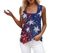 Damen Tanktop Ärmellose Weste Rüschen Square Neck Printed Shirt 2026 Casual Loose Sleeveless Cute T Für Frauen Shirts Tank Tops Ärmellos Ärmelloses Top Sommer Sexy Bluse Große Größen Elegant Gelb L