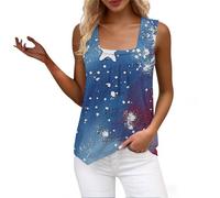 Damen Tanktop Ärmellose Weste Rüschen Square Neck Printed Shirt 2026 Casual Loose Sleeveless Cute T Für Frauen Shirts Tank Tops Ärmellos Ärmelloses Top Sommer Sexy Bluse Große Größen Elegant Tarnung