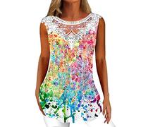 Damen Tanktop Sommer Ärmellos Elegant Rundhals,Sommertop Baumwolle Camisole Sommer Oberteile Cami Shirt Chiffon Tshirt Oversize Oberteile Y2K Fashion Trägertop Freizeit Vest