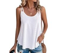 Damen Tanktops Ist Bügelfrei Träger Tops Ärmellose Blusentop Weiß XS