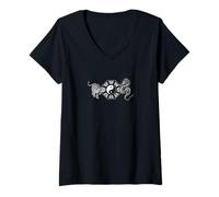 Damen Taoist Tai Chi Bagua Trigrams Yin Yang Tiger und Drache T-Shirt mit V-Ausschnitt
