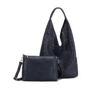 Damen Tasche XXL Set 2in1 Shopper Hobo Bag Schultertasche Cross Over Body Bag Umhängetasche Beuteltasche Handtasche Leder Optik Dunkelblau