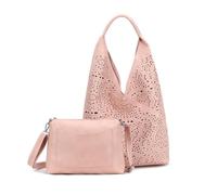 Damen Tasche XXL Set 2in1 Shopper Hobo Bag Schultertasche Cross Over Body Bag Umhängetasche Beuteltasche Handtasche Leder Optik Rosa