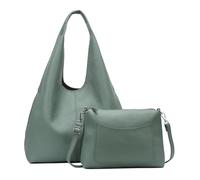 Damen Tasche XXL Set 2in1 Shopper Hobo Bag Schultertasche Cross Over Body Bag Umhängetasche Beuteltasche Handtasche Leder Optik Mint V2