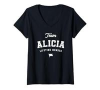Damen Team Alicia Lifetime Member Lustiger Name Alicia T-Shirt mit V-Ausschnitt