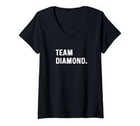 Damen Team Diamond - Name T-Shirt mit V-Ausschnitt