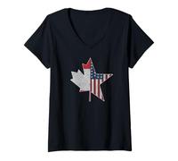 Damen Team Nordamerika | USA Kanada Connection T-Shirt T-Shirt mit V-Ausschnitt