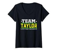 Damen Team Taylor Lifetime Member Surname Last Name Tree Reunion T-Shirt mit V-Ausschnitt