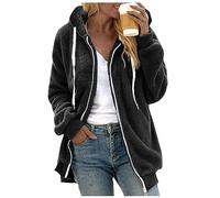 Damen Teddyjacke mit Kapuze Dicke Winterjacke Große Größen Plüschjacke Teddy Mantel Flauschige Winter Warme Jacke Teddyfell Kuscheljacke Plüschmantel Fleecejacke Hoodie Kapuzenpullover Reißverschluss