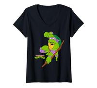 Damen Teenage Mutant Ninja Turtles Donatello Action T-Shirt mit V-Ausschnitt