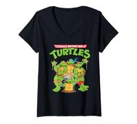 Damen Teenage Mutant Ninja Turtles Pizza Crew T-Shirt mit V-Ausschnitt