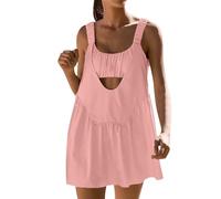 Damen-Tenniskleid mit integrierten Shorts und BH, ärmellos, lässig, Sommer, rückenfrei, Golfkleid, Workout-Minikleid, pfirsich, XL